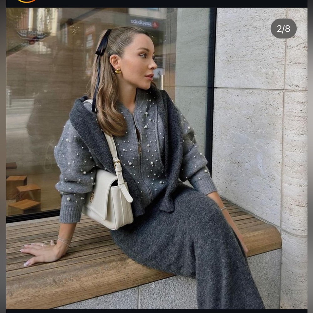 Zara earl trim knit bomber cardigan - Picture 7 of 16